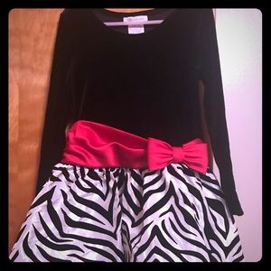 Girls black/zebra print dress